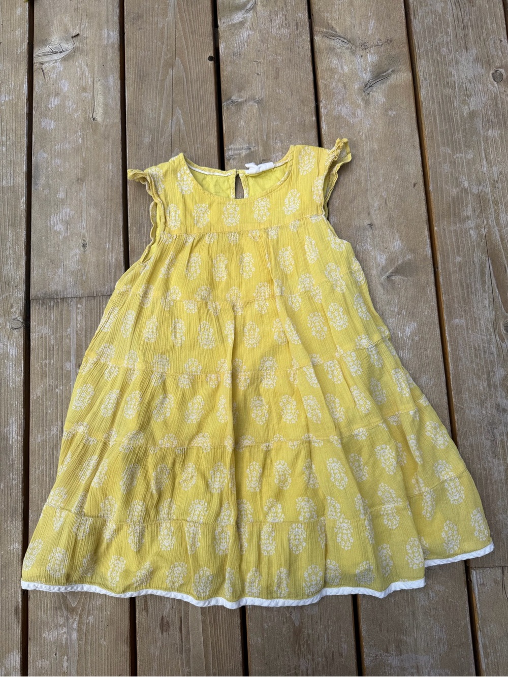 Mini Boden Yellow Floral Tiered Cotton Dress